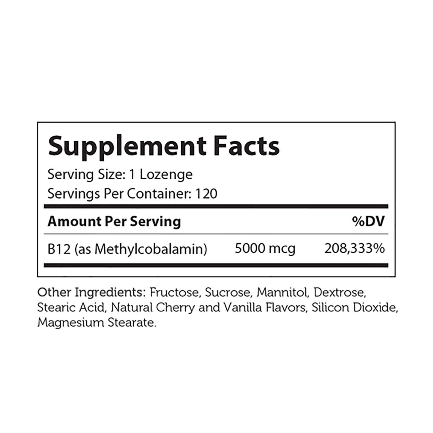 B12 Energizer+&trade; 5000mcg - 120 Lozenges (120 Servings)